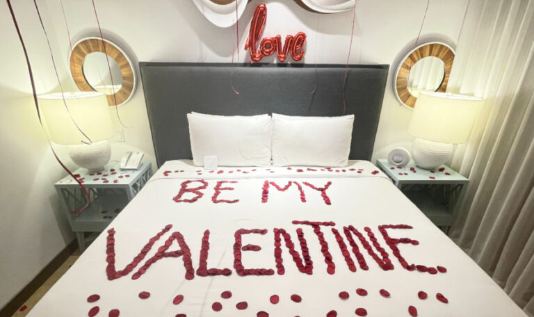 Hotel Room Decorated For Valentine’s Day